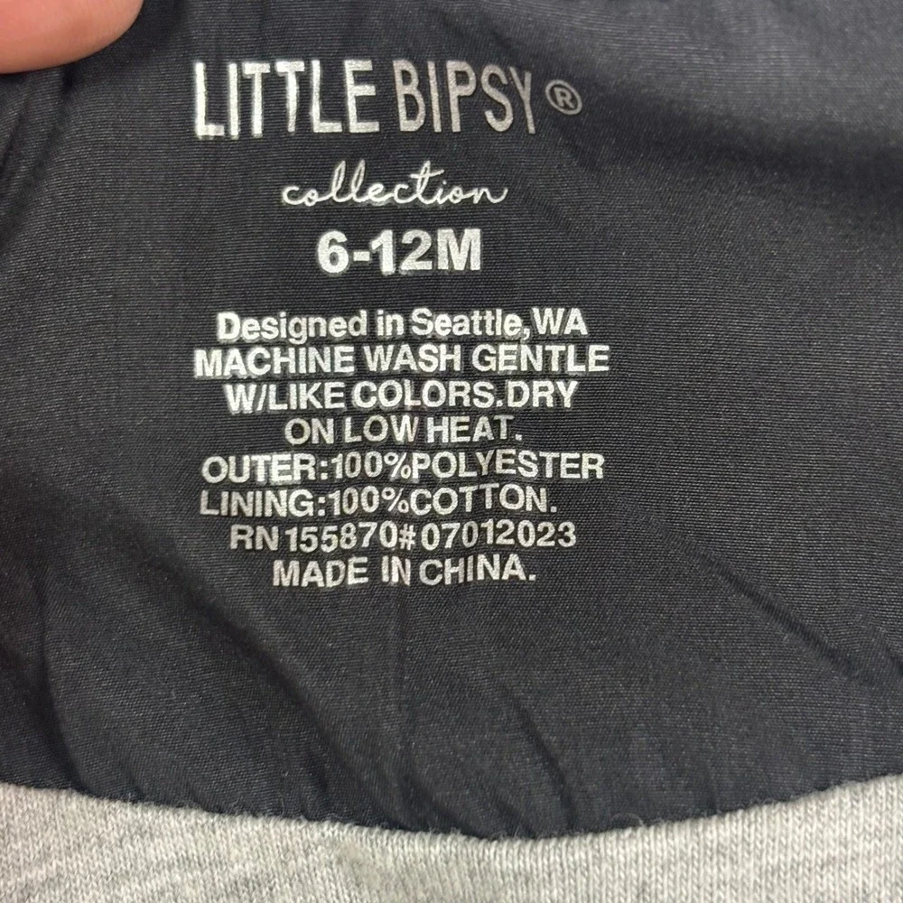 Little Bipsy Black Hooded Windbreaker Jacket Infant 6-12M Full Zip Cotton Lined